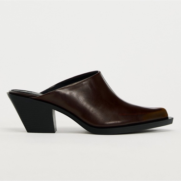 Zara | Shoes | Nwt Zara Woman Distressed Effect Block Heel Clogs Cowboy ...